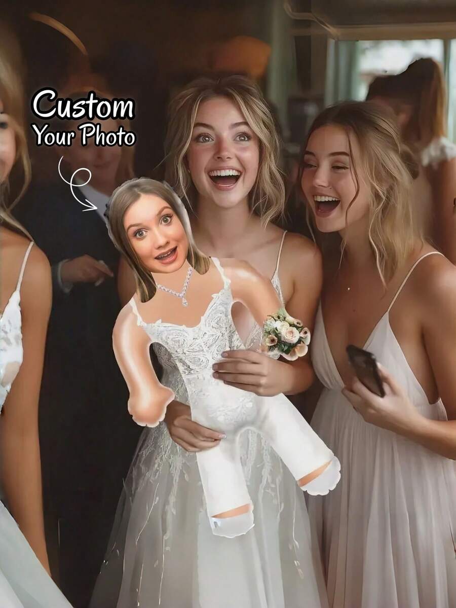 1pc Customizable Inflatable Prop, Personalized Face Inflatable Prop, Unique Inflatable Party Prop Suitable For Bride/Groom, Bachelorette Party, Wedding Gift, Inflatable Doll, Wedding Favor, Mother's Day, Special Occasions