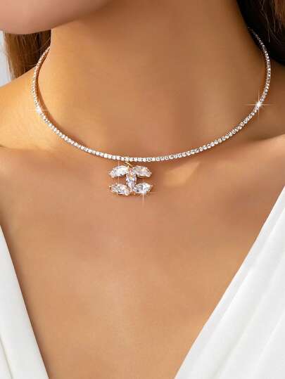 قلادة عنق كريستال مطلية بالذهب، قلادة كريستال زهرية للنساء، مجوهرات بيان فاخرة للارتداء اليومي
