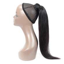 BINF Rambut Kepang Lurus Hitam Alami 26 Inci, Ekstensi Wig Ekor Kuda Rambut Lurus Wanita, Kepang Rambut Sintetis untuk Penggunaan Sehari-hari - Natural Black - View 4