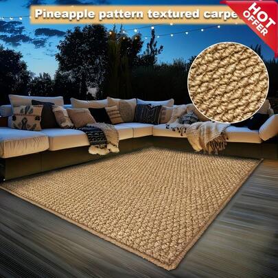 A Pineapple-Patterned TPR Water-Washable Base Carpet With Gray Textured Design, Ideal For Practical Indoor/Outdoor Use As A Home Carpet For Courtyards, Balconies, And Outdoor Decks. Suitable For Both Indoor And Outdoor Applications, This Modern Decorative Mat Features Hand-Washable Properties, Anti-Slip Backing, And Durable Polyester Fiber Construction. Perfect For Entryways, Bathrooms, And Corridors.