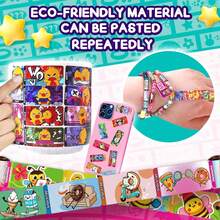 Sticky Rolls Bracelet Kit With Collection Book, 1000 Mini Sticker Set, Wearable & Shareable Sticky Rolls, Kids Beading Set For Bracelet & Necklace Making, 1000+ Designs (8 X Pendant & 10x Drop) - Multicolor - View 7