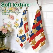 2pcs Kitchen Towels, Super Soft Microfiber Towels With Five-Pointed Star Plaid Striped Pattern, 40*60cm/15.7*23.6in, Single-Sided Printed, Kitchen Dish Cloth, Suitable For Restaurant, Kitchen, Bathroom Decor, Holiday Gift - Multicolor - View 7