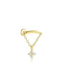 1 Peça Brinco de Prata Esterlina 925 com Borla para Mulheres, Brinco de Pino Minimalista Clássico, Hipoalergênico, Colorido, Flat Back para Uso Diário, Casamento, Noivado, Joias Finas Acessíveis - Dourado - Visão 6