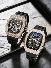 GUANQIN 1pc New Fashion Men's Bucket Watch, Multi-Function Luminous Sports Watch, Waterproof, Party Wristwatch, Perfect Birthday Gift For Family, Friends And Husband, Fashion Business Luxury Sporty Classic Simple Casual Men Watch Suitable For Easter,Halloween, Christmas,Father's Day,Birthday,Back-To-School,Students,Festivals,Valentine's Day,Dating,Business,Daily,Gifts,Music Festival,Wedding Season - one-size - View 5