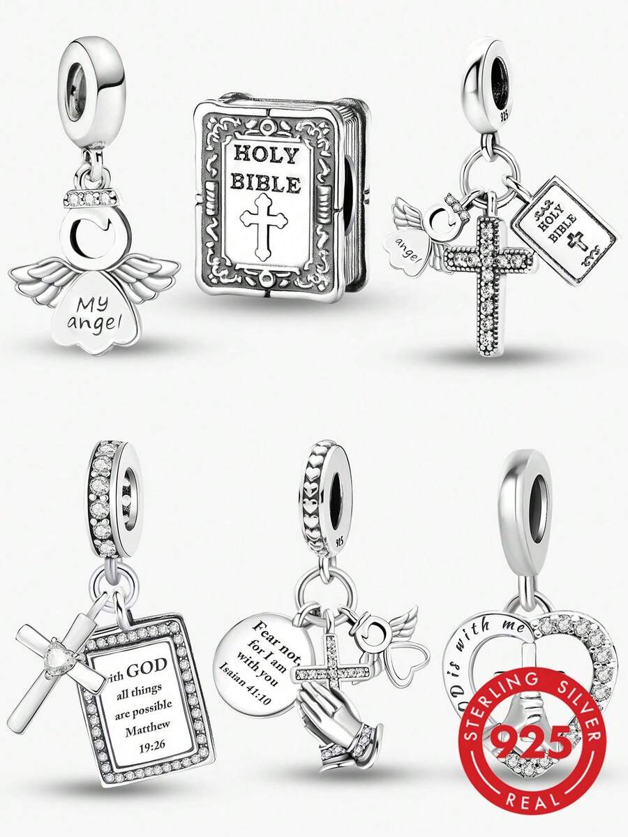 1 pieza Cuentas de ángel con corazón de plata esterlina 925, adecuado para hacer pulseras, brazaletes DIY y accesorios diarios de mujer, regalo del Día de San Valentín