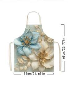 1pc, Flowers Pattern Polyester Apron, Suitable For Cooking, Baking, And Gardening - Can Be Used As Attire For The Kitchen And Dining. - Multicolor - View 16