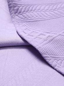 Men's Summer Solid Color Short Sleeve Shirt And Drawstring Shorts Casual Set - Purple - View 5