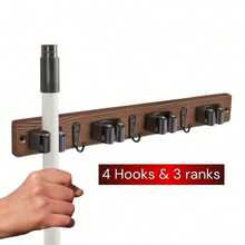 Adhesive-Free Wooden Broom Holder, Wall Mount Storage Rack For Bathroom, Kitchen & Garage, Tool Organization For Mops, Brooms & Garden Tools - Mop Hanger-4 - View 11