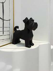1PC Geometric Schnauzer Dog Statue, Modern Abstract Dog Sculpture, Durable Plastic Dog Figurine For Home Office Desk Decor, Cute Pet Ornament Gift For Dog Lovers, Housewarming Birthday Present - A - View 5