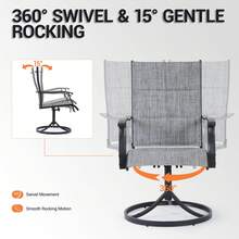 BOSMILLER 7-Piece Outdoor Patio Dining Set With Swivel Chairs & Metal Table, All-Weather Furniture For Deck, Lawn, Garden - Grey - Grey - View 4