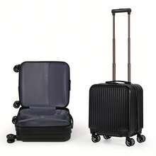 18" Hard Shell Carry On - Mini Small Suitcase With Wheels - Black - View 1