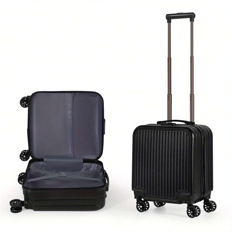 18" Hard Shell Carry On - Mini Small Suitcase With Wheels - Black - View 1