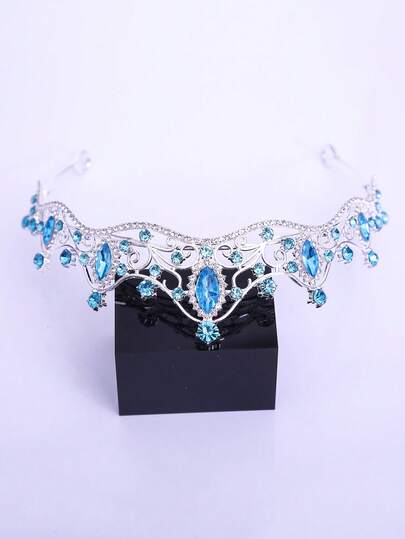1pc Women's Fashion Princess 3D Crown Rhinestone Headband, Sweet Luxury Birthday Hair Accessory