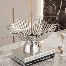 1pc Fruit Platter With Stand, 1pc Plastic Creative Striped Candy Dish, 1pc Wooden Gold-Tone Base Bread & Cake Plate, Suitable For Home Events, Parties And Restaurants - Clear - View 1