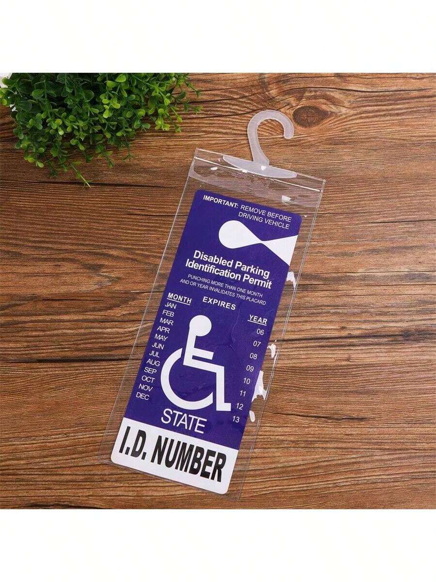 2/4pcs Disabled Slogan Sign PVC Hook Bag, Parking Sign Bag, Disability Card Card Car Hanging Bag Keep You Handicap Parking Placard - 2pcs - View 1