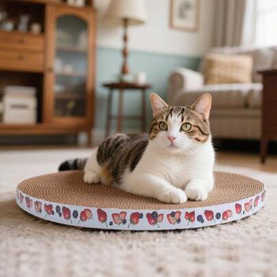Round Cat Scratcher Pad 10 Inch Diameter 3/5 Inch Thickness Scratch Replacement Cardboard Cat Scratcher Refill Scratching Board Cat Scratchers For Indoor Cats(1 Pc)