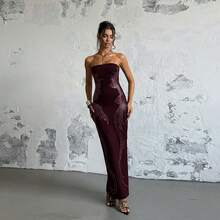 Đầm hè hở lưng thiết kế cánh thiên thần, đầm dự tiệc cocktail thanh lịch, đầm dạ hội đính sequin đen, trang phục dự tiệc sinh nhật cho phụ nữ. - Đỏ - Xem 3