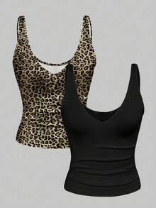 Primavera/Verano/otoño nueva temporada versátil de moda con cuello en V profundo sin espalda conjunto de dos piezas - Multicolor - Ver 1