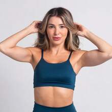 High-Support Polyamide Fitness Top With Double Lining. - 汽油藍 - 查看 1