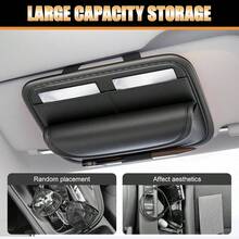 Car Visor Organizer, PU Leather Car Storage Organizer, Waterproof Case, Multi - Pocket Registration Holder, Automotive Visor Storage Box Driving License, Card, Pen Black - Black - 查看 4