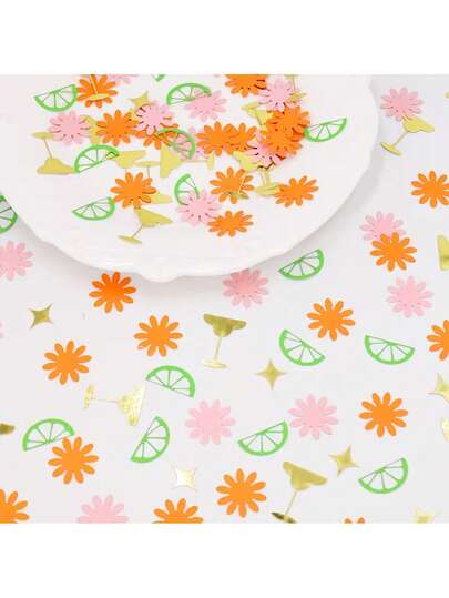 100Pcs Lemon & Floral Party Confetti – For Birthdays, Weddings, Celebrations, And Parties, Ideal Table Scatter For Bachelorette Parties, Baby Showers, Martini-Themed Events, And Birthday Party Decor, Vibrant Decorative Accents