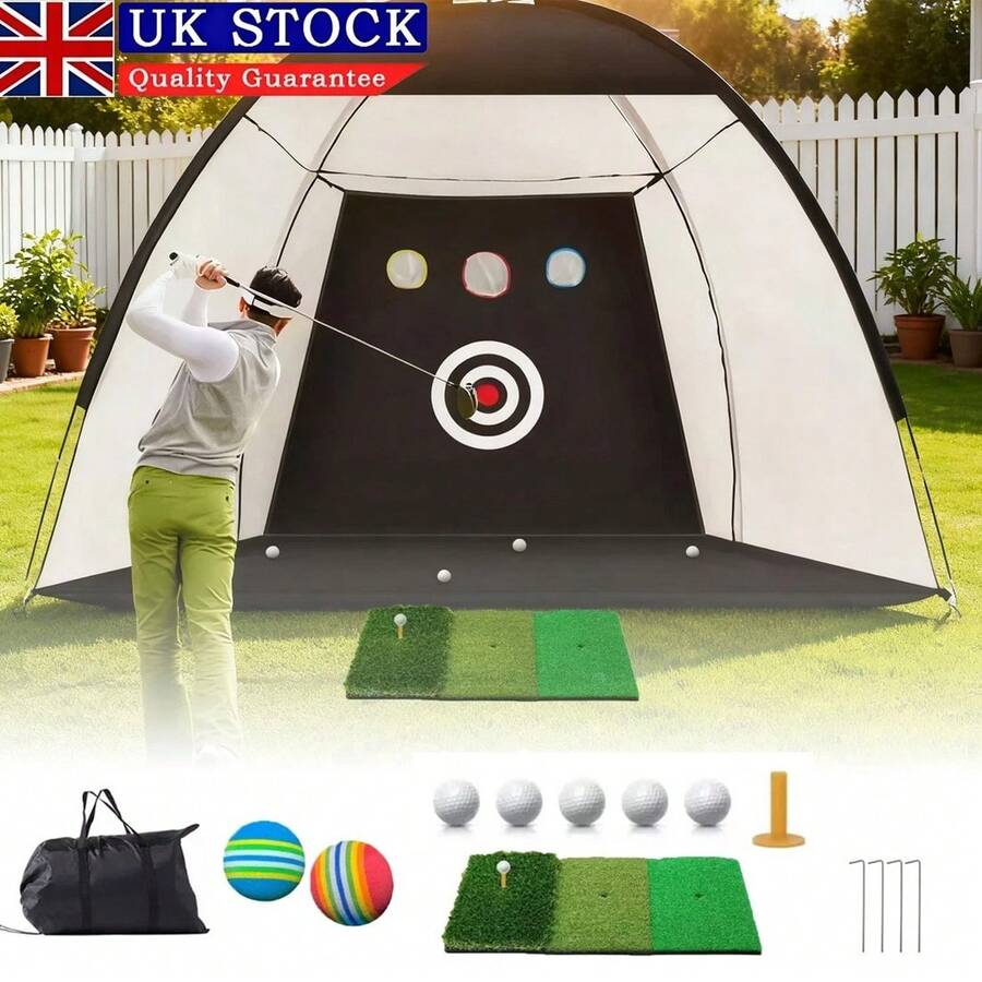 10x7ft Golf Practice Net Golf Hitting Aid Training Driving Chipping Indoor Out - Multicolor - View 1