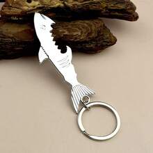 1pc Creative Personalized Metal Shark Bottle Opener Keychain - Unique Beer Bottle Opener - Practical Promotional Gift For Bar, BBQ, Ocean Animal Bottle Opener Pendant - Multicolor - View 8