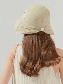 Women's Elegant Bohemian Style Sun Hat With Bowknot Design, Breathable Bucket Hat, Plaid Satin Ribbon, Wide Brim, Suitable For Outdoor Travel Sun Protection In Spring And Summer,Beach,Festival - Multicolor-b - View 11