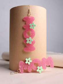 Pendientes exclusivos para el Día de la Madre, pendientes con forma de corazón y letra "MOM", colección de 4 estilos, regalo de cumpleaños para mamá, pendientes elegantes para días festivos - Multicolor - Ver 9