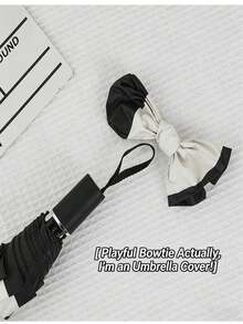1pc Fully Automatic Open/Close Umbrella With Secret Garden Pattern, UV Protection Function, Suitable For Sunny And Rainy Days, Foldable Travel Umbrella - Black and White - View 8