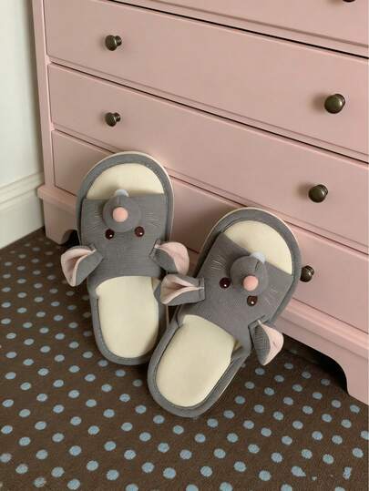 XIXITIAO Cute Mouse Slippers For Men & Women, All-Season Couple Style, Soft Comfortable Flat Bedroom Floor Shoes