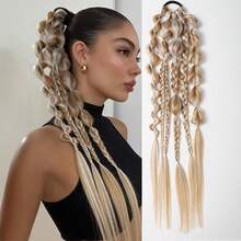 24inch European And American Style Faux Hair Braided Ponytail, Fashion Boxer Braid Wig For Women - Multicolor - View 3