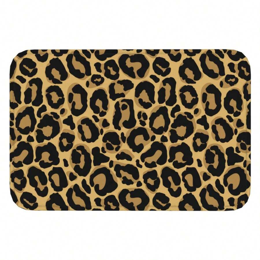1 pieza, Alfombra de piso con estampado de leopardo, Alfombra absorbente de agua, Adecuada para entradas, baños, áreas de alimentación de mascotas. Disponible en varios diseños y tamaños de estampado de leopardo.