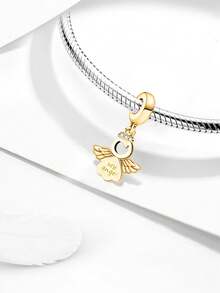 1pc 925 Sterling Silver Heart Angel Beads, Suitable For Women Bracelet, Bangle DIY Jewelry Making And Daily Accessories Decoration - Gold - View 7