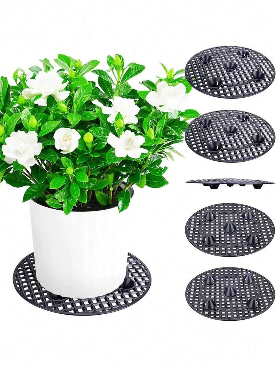 植物花盆垫,黑色圆形花盆架,塑料室内外花园地面保护垫,大型盆栽支架,适用于室内、露台地面保护,适用于花园花卉植物 - 多款 - 查看 1
