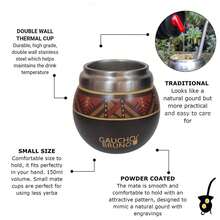 SMALL Stainless Steel Thermal Yerba Mate Set Cup, Bombilla, Flask Pico Cebador - 彩色 - 查看 6