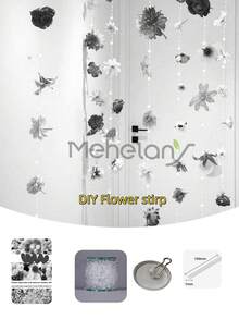 MEHELANY 一套粉色DIY人造花环挂饰，包含挂钩、珍珠链，轻巧的花卉墙面DIY装饰，适用于婚礼拱门、生日派对、春季家居花园、桌面、庭院藤蔓装饰 - 粉色 - 查看 7