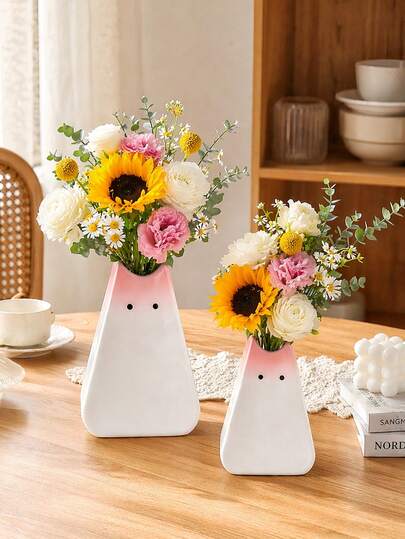 1 chiếc bình hoa hình mèo màu hồng ombre, bình hoa trang trí thích hợp cho phòng khách, bàn và trang trí nhà cửa.