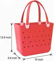 Beach Bag, Rubber Tote Bag, Waterproof Sandproof Washable Tote Boat Pool Sports Gym Beach Travel - Lake Green-medium - View 2