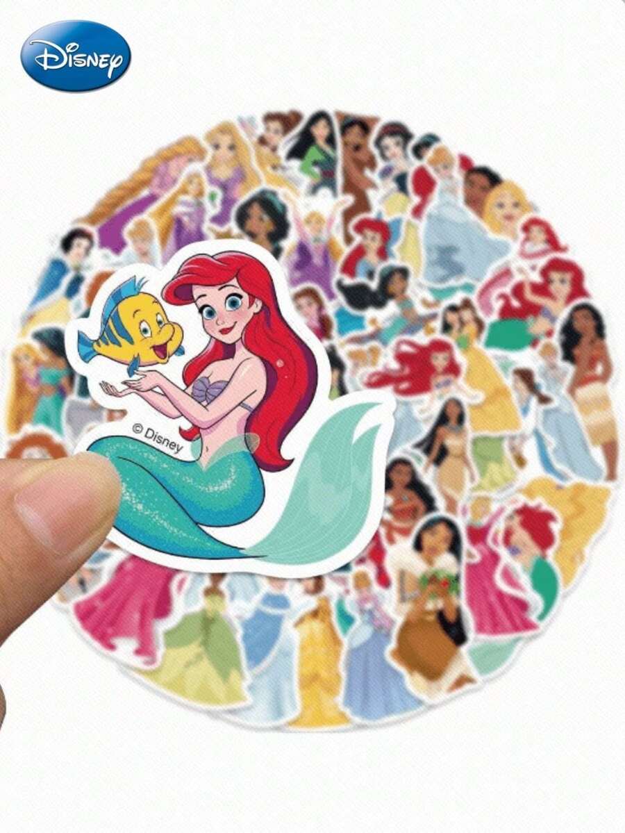 Monogram 50PCS Disney Princess Officially Licensed Cinder Ella Aurora Ariel Belle Jasmine Mu Lan Tiana Vinyl Waterproof Stickers Gifts Cartoon For Water Bottles Laptop Bumper Water Bottles Computer Phone Hard Hat Car And Decals - Multicolor - View 1