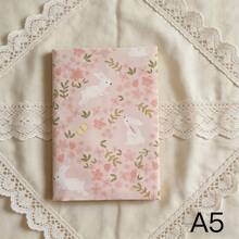 Adjustable Fabric Book Cover, Cute Pink Rabbit & Ditsy Floral Washable Anti-Scratch Notebook/Planner Protective Case, Fits A5/A6 Size - Flower Rabbit - View 13