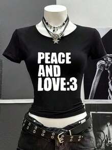 Retro Punk Style Lettered Short-Sleeved T-Shirt, Y2K Gothic Style Top, Street Hip-Hop Top, 90s Women's Fashion Emo Shirt Goth Shirt - 黑色4 - 查看 4