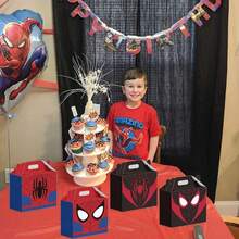 Marvel 12件装蜘蛛侠主题卡通节日生日派对用品糖果包装盒、喇叭盒、礼品盒 - 彩色 - 查看 8