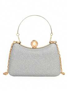 BAILEE Brand New Elegant And Luxurious Shiny Evening Party Shoulder Bag, Featuring Metal Design With Faux Pearl Clasp And Metal Handle. Detachable Metal Shoulder Strap Showcases Exquisite Quality. Can Be Used As Shoulder Bag Or Crossbody Bag, Suitable For Office, Party, Outfit Matching, Travel, Photography And Other Occasions. An Ideal Gift For Family, Friends And Loved Ones On Holidays, Surprises, Birthdays And Special Occasions. - Multicolor - View 16