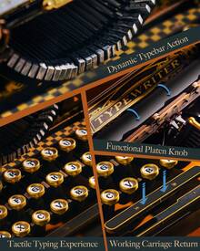 Robotime LK703B 3D Wooden Typewriter Puzzle – Black And Gold Mechanical Model Kit, Fully Functional DIY Toy, Vintage Home/Office Decoration, And Collectible Gift For Adults And Teens - 黑色 - 查看 4