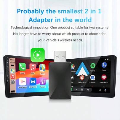 Bộ chuyển đổi CarPlay không dây mới năm 2026, 2 trong 1, thiết kế nhỏ gọn, cắm là chạy, kết nối nhanh và ổn định, tương thích với CarPlay và hệ thống kép. Bộ chuyển đổi không dây CarPlay Android Auto mới, hộp mini thông minh, cắm là chạy, kết nối đa năng cho bộ chuyển đổi không dây.