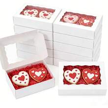 Hộp quà kích thước 7" x 4 3/8" x 1 1/2" inch, hộp bánh ngọt có cửa sổ, hộp đựng dâu tây bọc sô cô la cho Giáng sinh, Lễ tình nhân, Ngày của Mẹ - Màu trắng - trắng - Xem 11