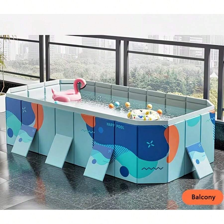 Inflatable Outdoor Swimming Pool, No Inflation Required, With Cute Animal & Dinosaur Patterns - Easy To Assemble Swimming Bucket With Stable Legs, Suitable For Backyard Cooling In Summer, Provides Small Space Usage (No Accessories) - B - View 1