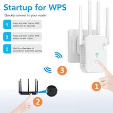 300Mbps 2.4G 单频 WiFi 信号扩展器/中继器，4 根天线无线信号放大器，一键设置，即插即用 - 查看 8