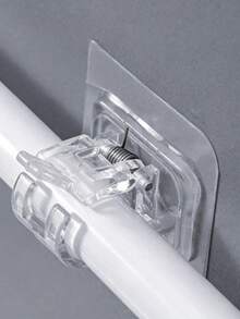 2个装窗帘杆挂钩，强力窗帘杆夹，免钻孔固定式粘扣支架，门帘伸缩杆粘钩 - 彩色 - 查看 9